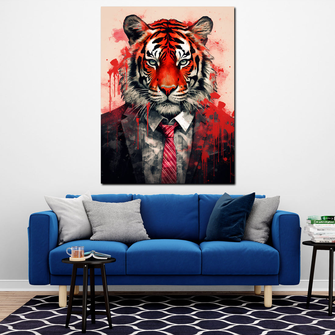 Wandbild abstrakt Tiger mit Anzug