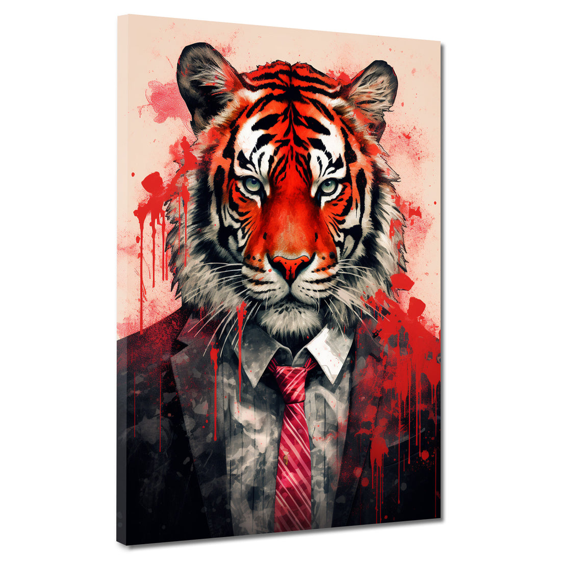Wandbild abstrakt Tiger mit Anzug