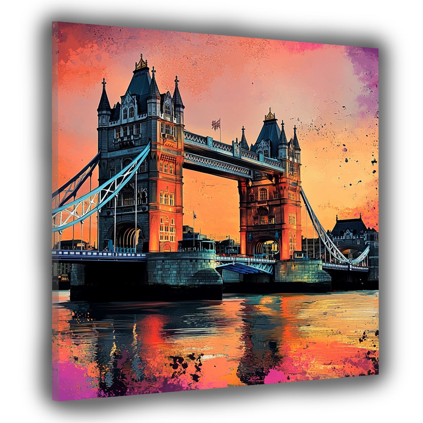 Wandbild abstrakt Tower Bridge London Skyline Pop Art modern