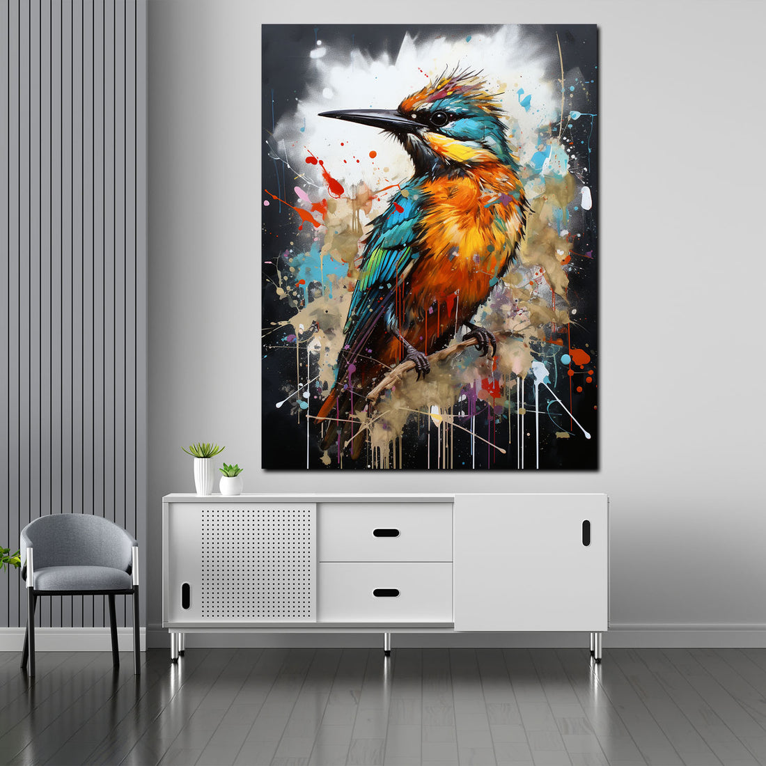 Wandbild abstrakt Vogel frontal Pop Art Colour
