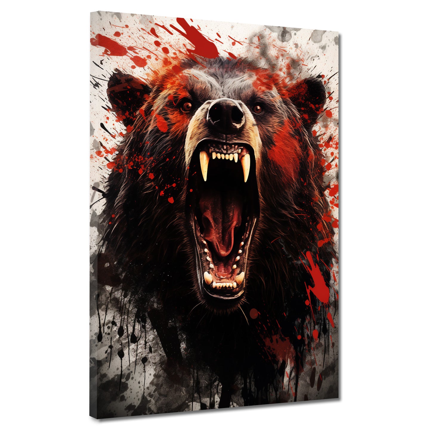 Wandbild abstrakt aggressiver Bär Splash Red Style