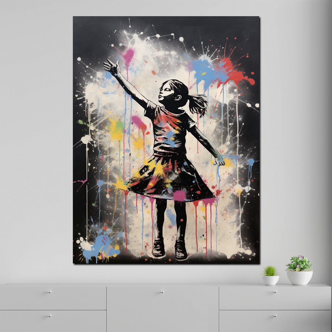 Wandbild abstrakt kleines Mädchen Colour Splash