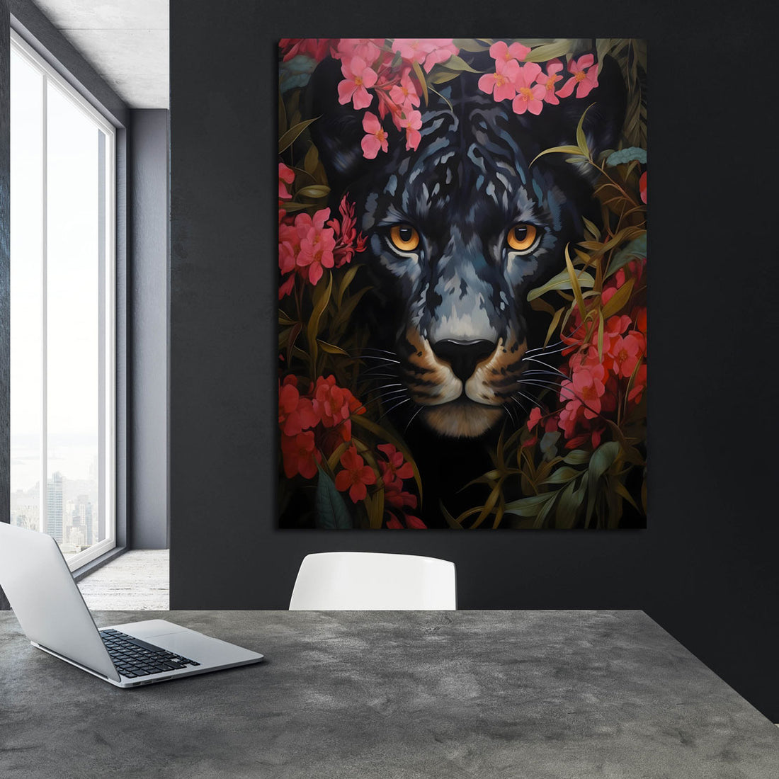 Wandbild abstrakt mit schwarzer Panther