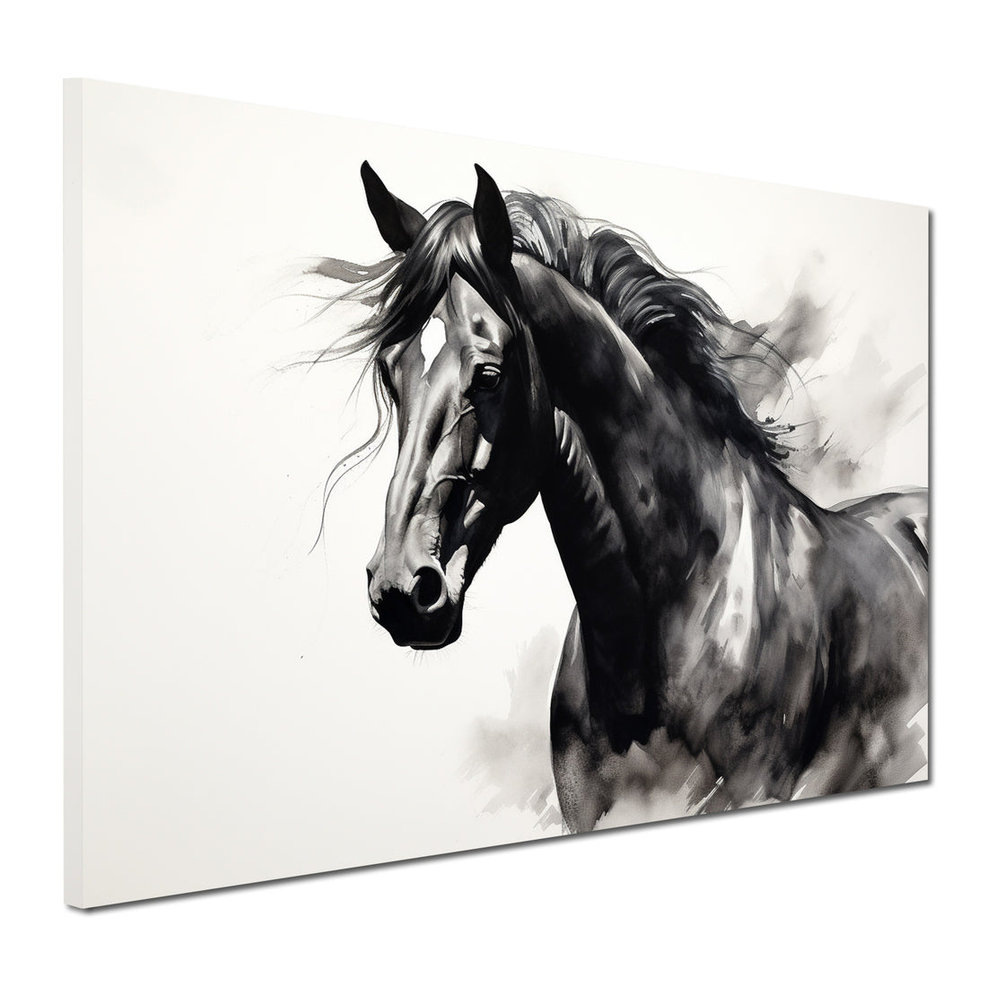 Wandbild abstrakt schönes Pferd schwarz weiß
