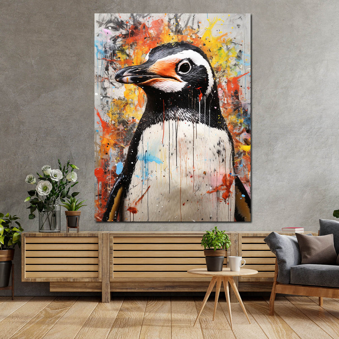 Wandbild abstrakt süßer Pinguin