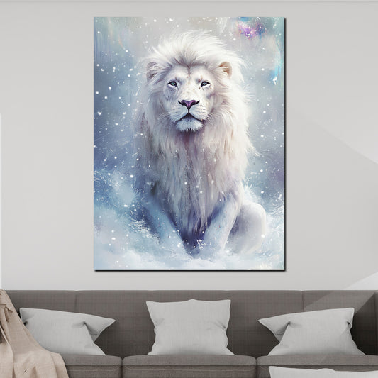 Wandbild weißer Löwe majestätisch modern