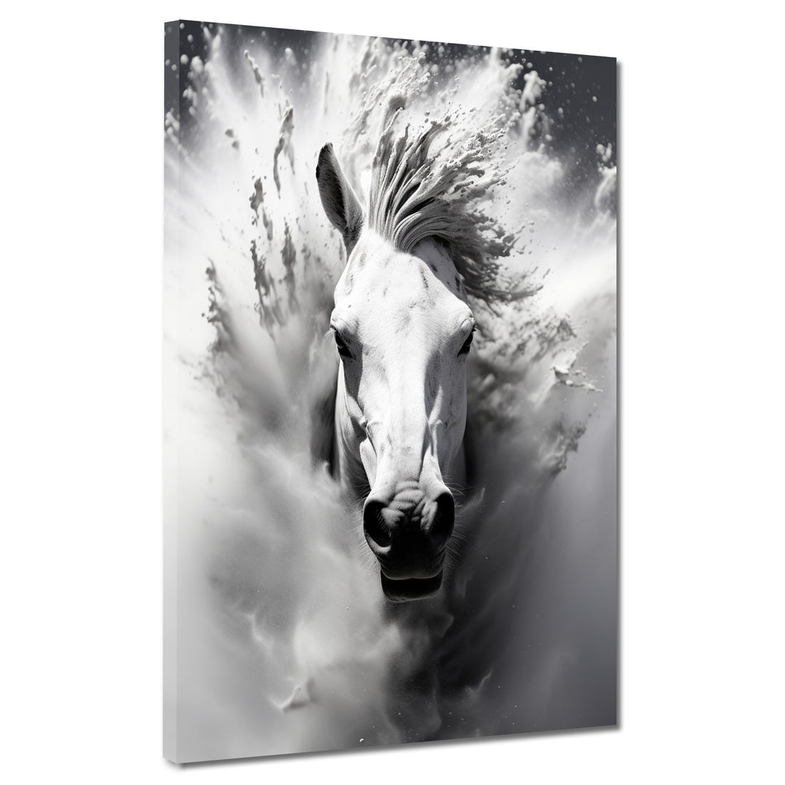 Wandbild abstrakt weißes Pferd frontal