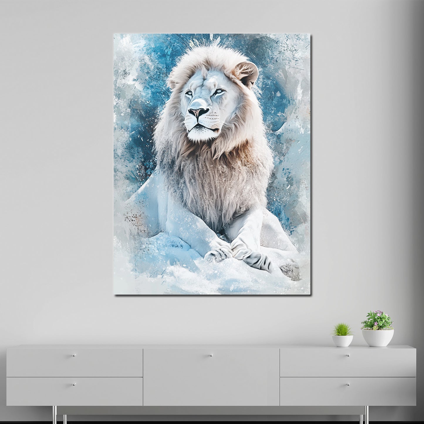 Wandbild wunderschöner weißer Löwe