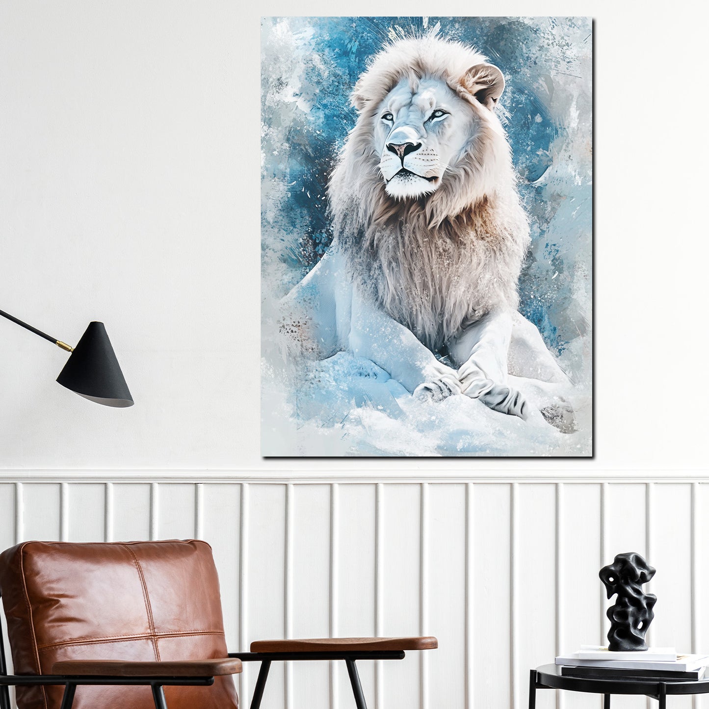Wandbild wunderschöner weißer Löwe