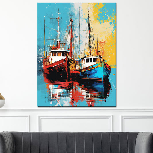 Segelschiffe Boote Painting Style Wandbild