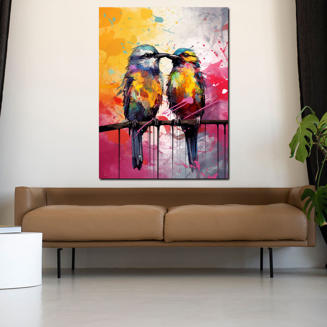 Wandbild abstrakt zwei Vögel Pop Art Colour