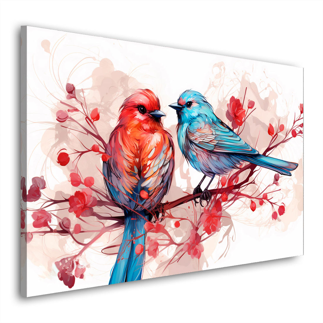 Wandbild abstrakt zwei Vögel auf Ast
