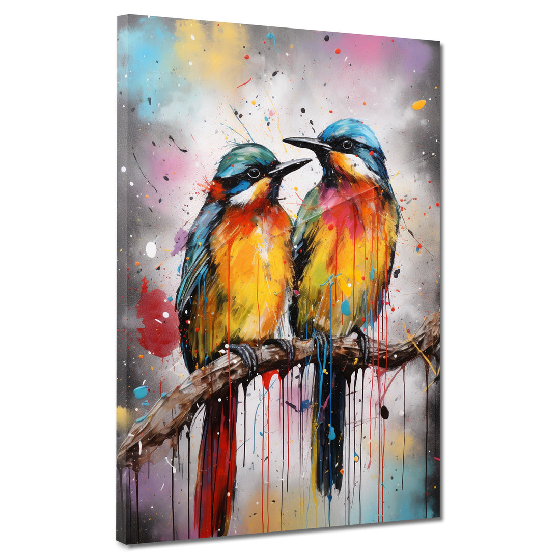 Wandbild abstrakt zwei Vögel frontal Pop Art Colour