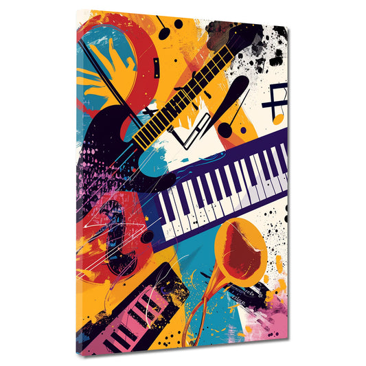 Wandbild abstrakte Musikinstrumente Pop Art farbenfroh
