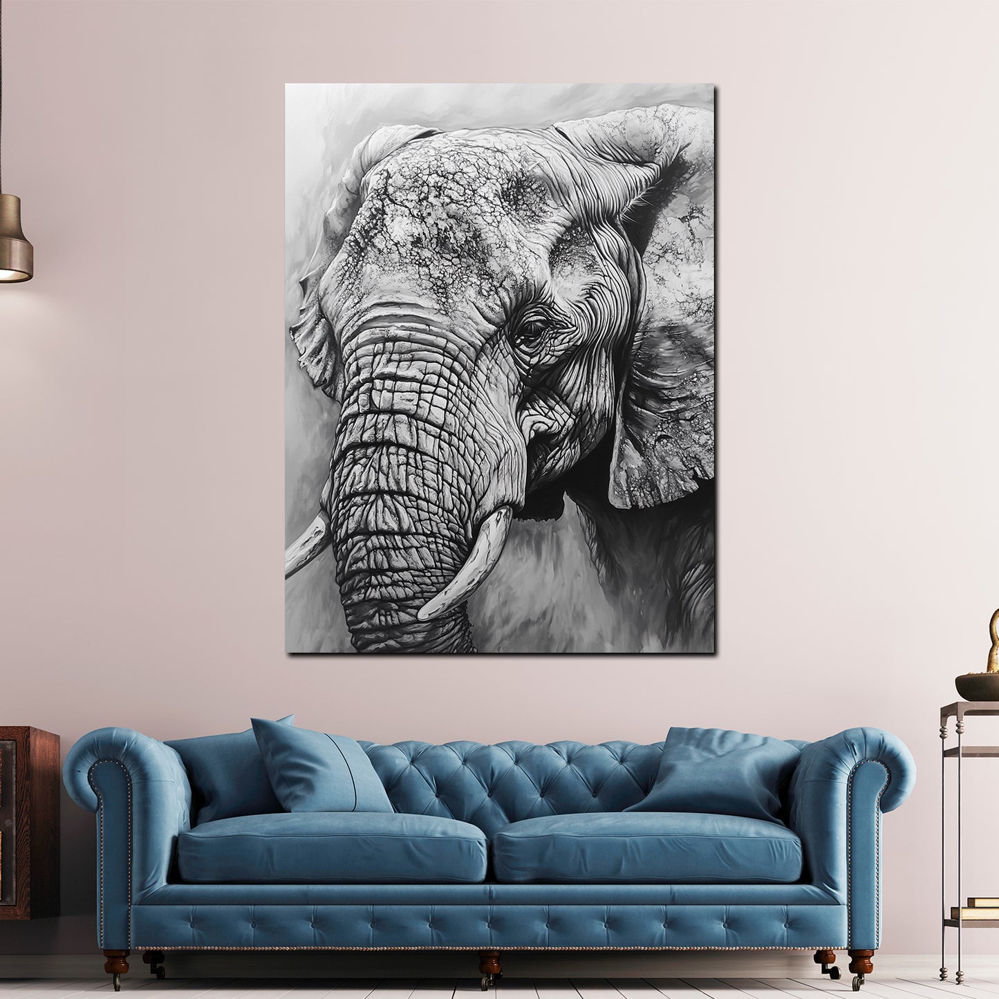 Wandbild alter Elefant schwarz weiß Portrait Weisheit