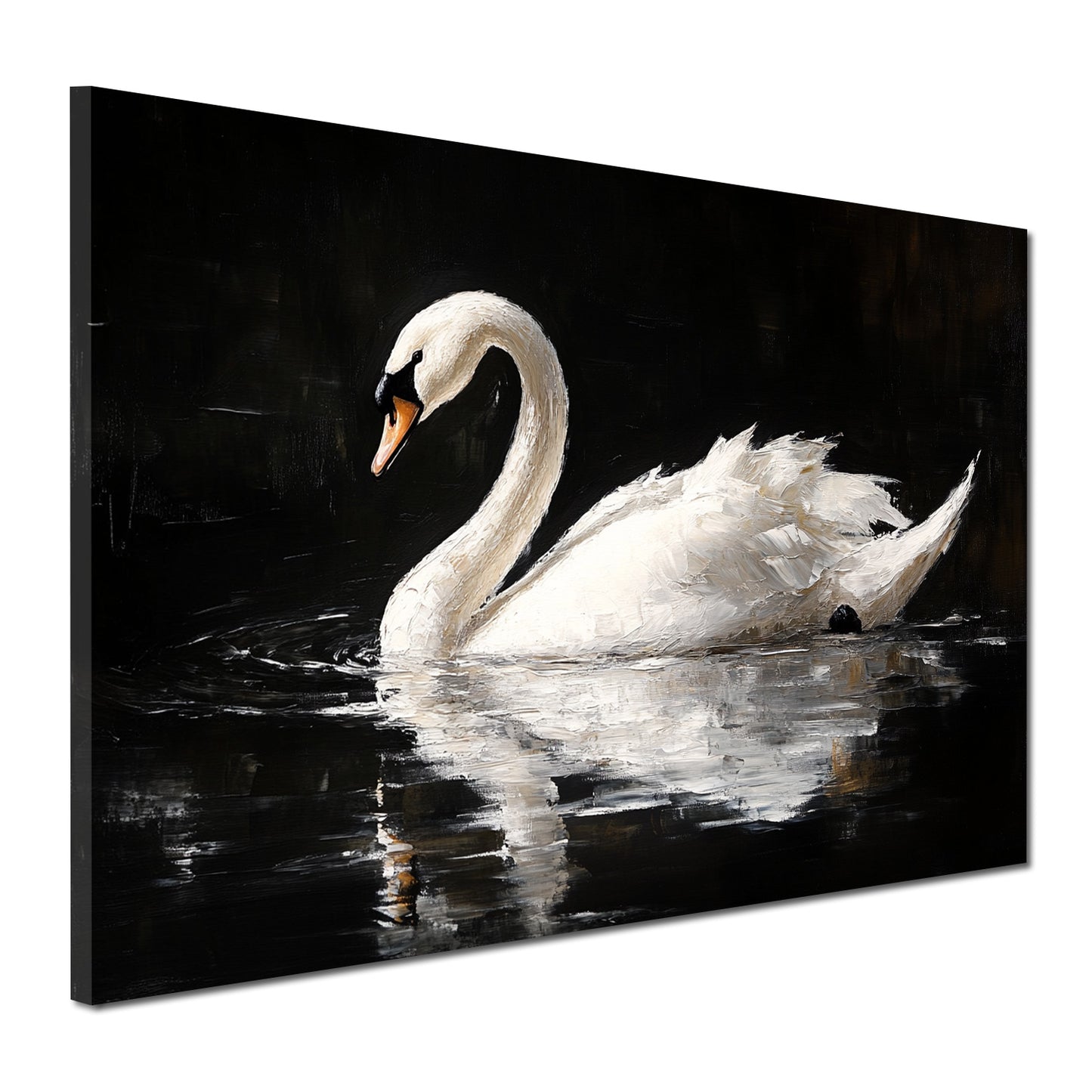 Wandbild anmutiger Schwan auf dunklem Wasser Spiegelung Eleganz modern