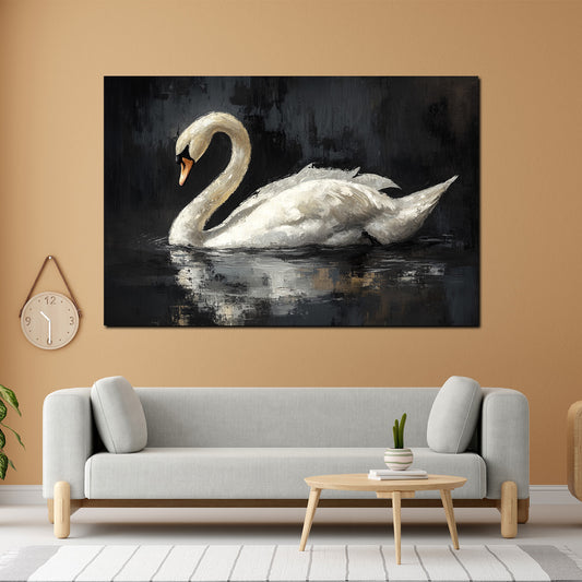Wandbild anmutiger Schwan auf stillem Wasser Eleganz Harmonie modern