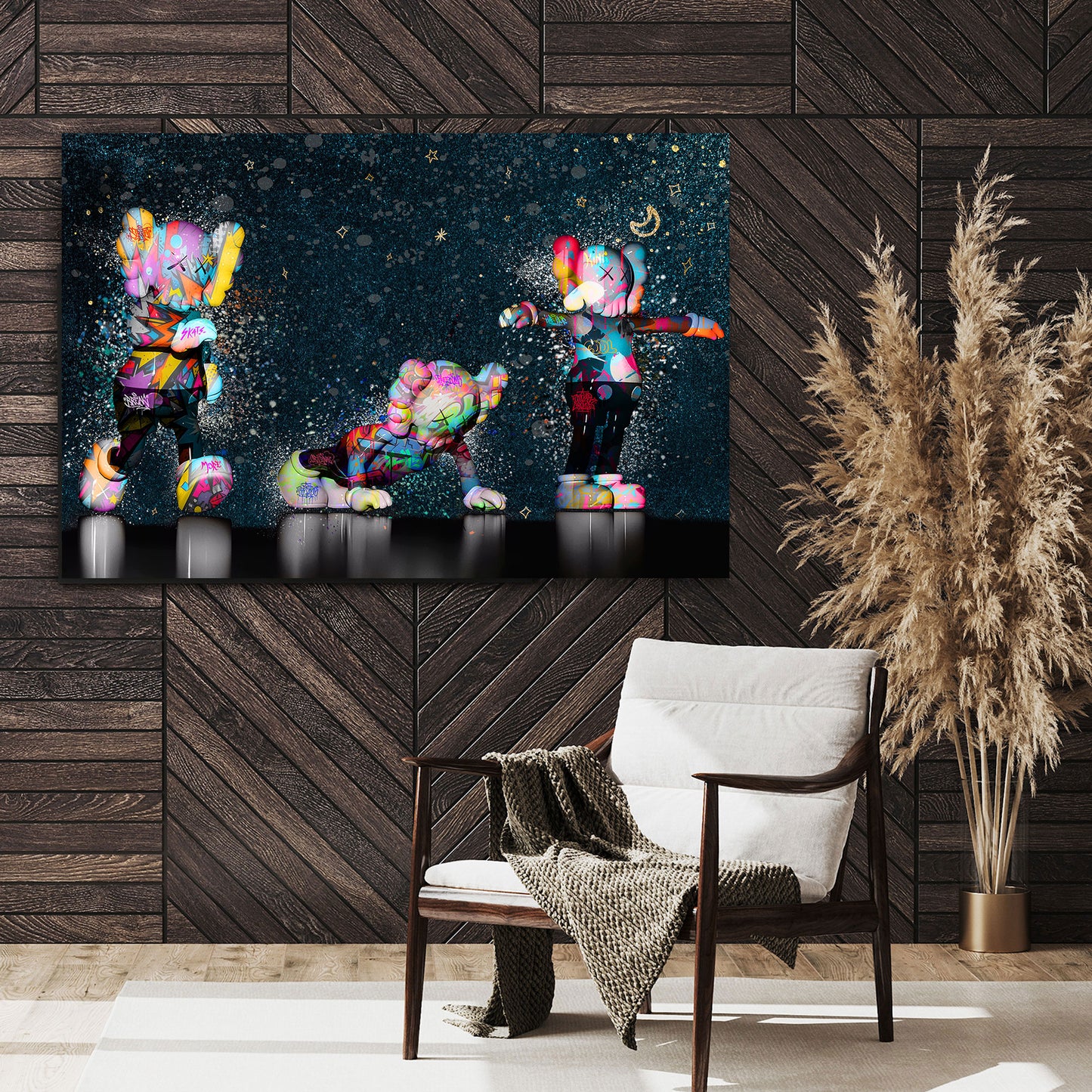 Wandbild bunte Figuren in Graffiti Pop Art Stil