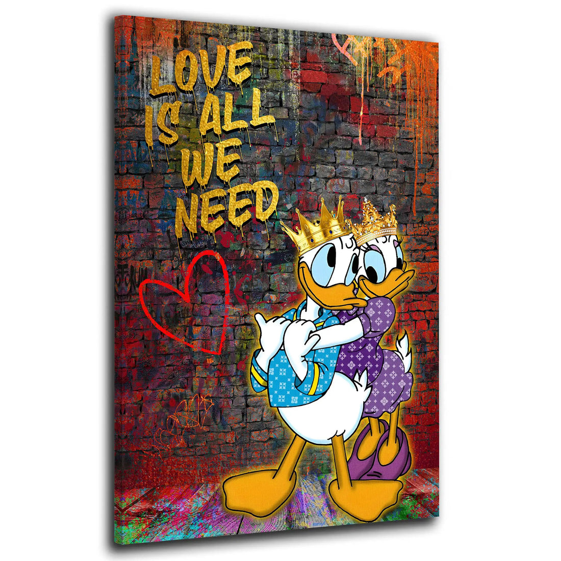 Wandbild King Duck Love Is All We Need, Kunst Pop Art Comic