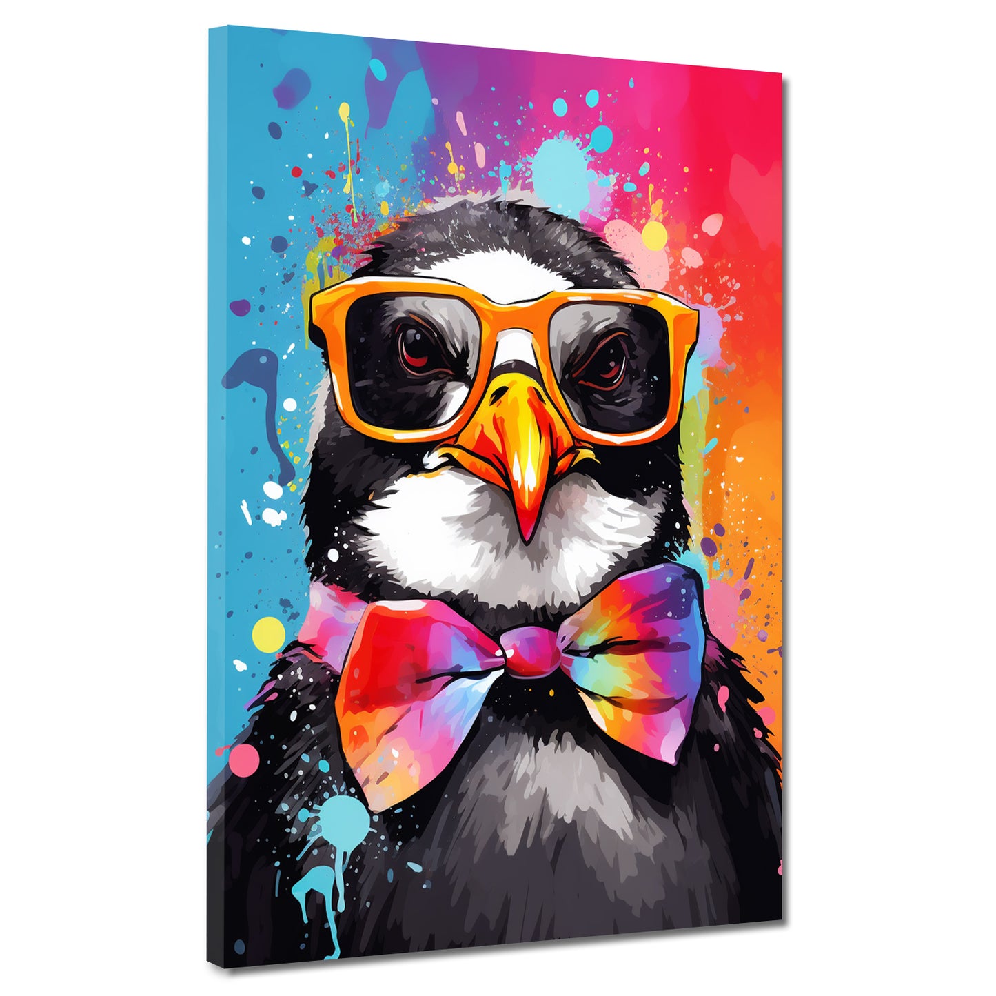 Wandbild cooler Pinguin mit Sonnenbrille und Fliege Pop Art