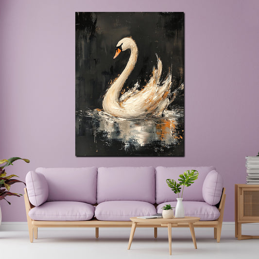 Wandbild abstrakt Schwan auf lebendigem Wasser Eleganz Kunst modern