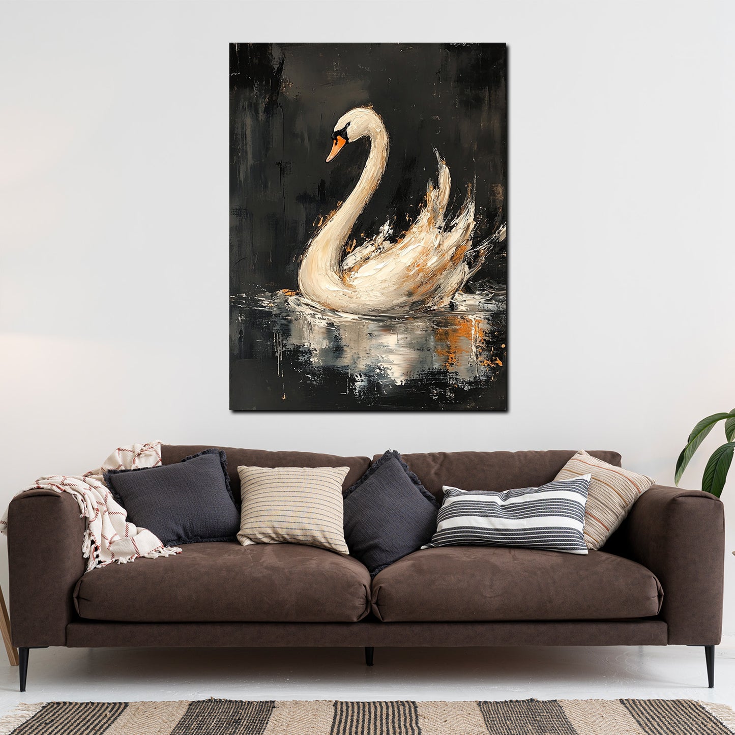 Wandbild abstrakt Schwan auf lebendigem Wasser Eleganz Kunst modern