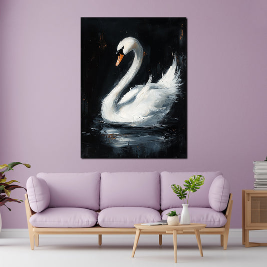 Wandbild eleganter Schwan im Wasser abstrakt modern