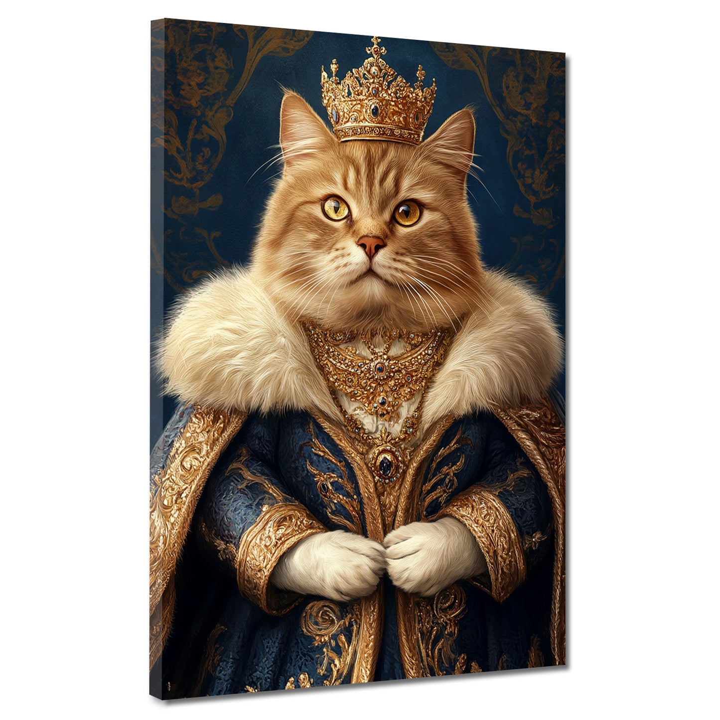 Wandbild königliche Katze mit Krone und Prunkgewand Adel Majestät modern