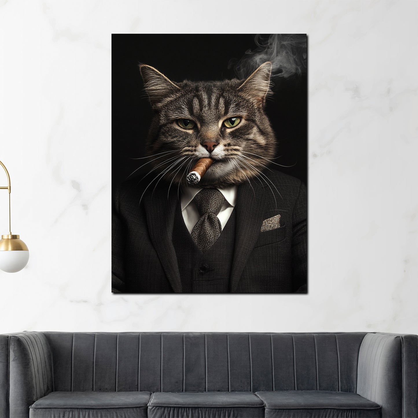 Wandbild Boss Kater im Anzug Erfolg modern Katze