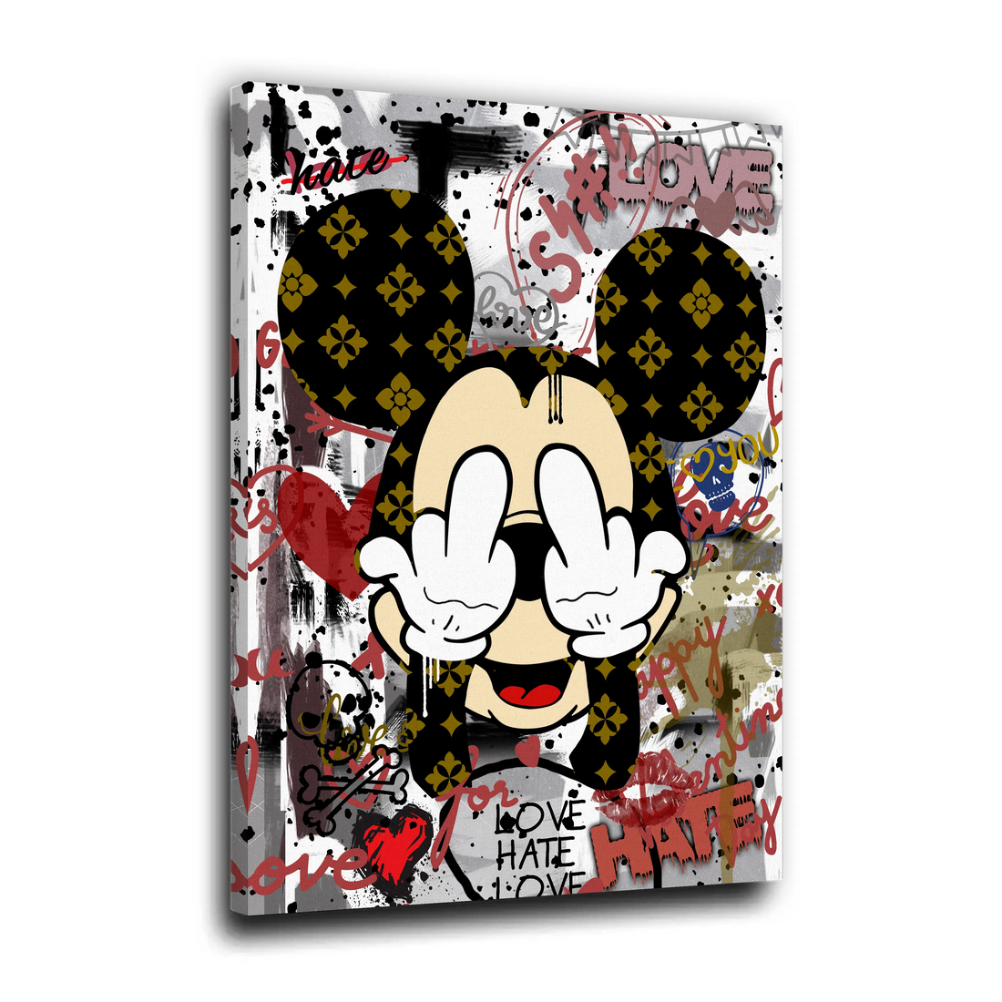 Wandbild Comic Pop Art Mickey Hate Love Maus Style Kunstwerk