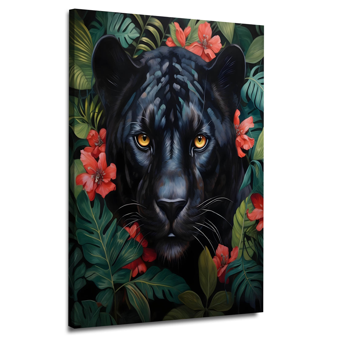 Wandbild schwarzer Panther Forest Style