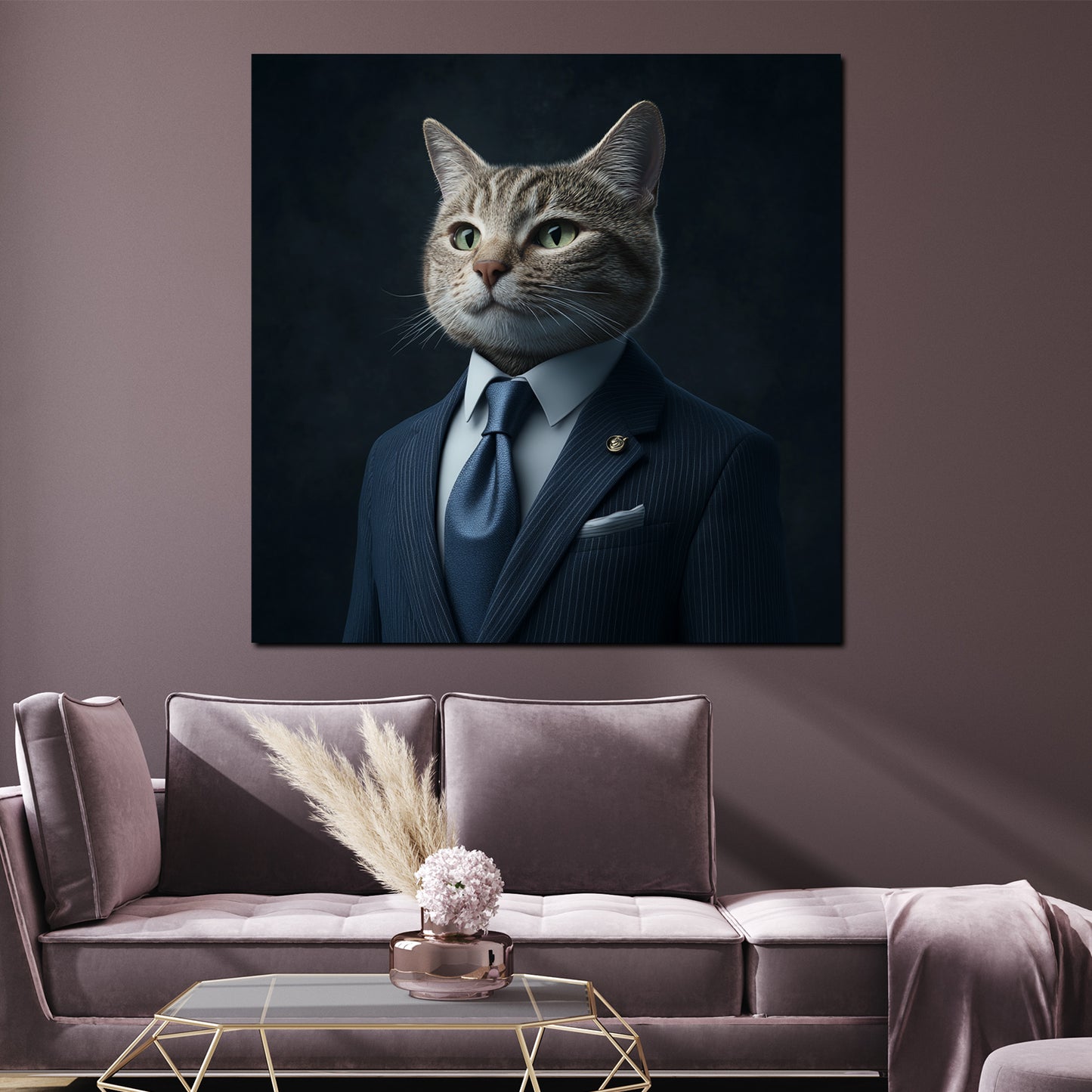 Wandbild stilvolle Katze im Anzug Business Eleganz Erfolg modern