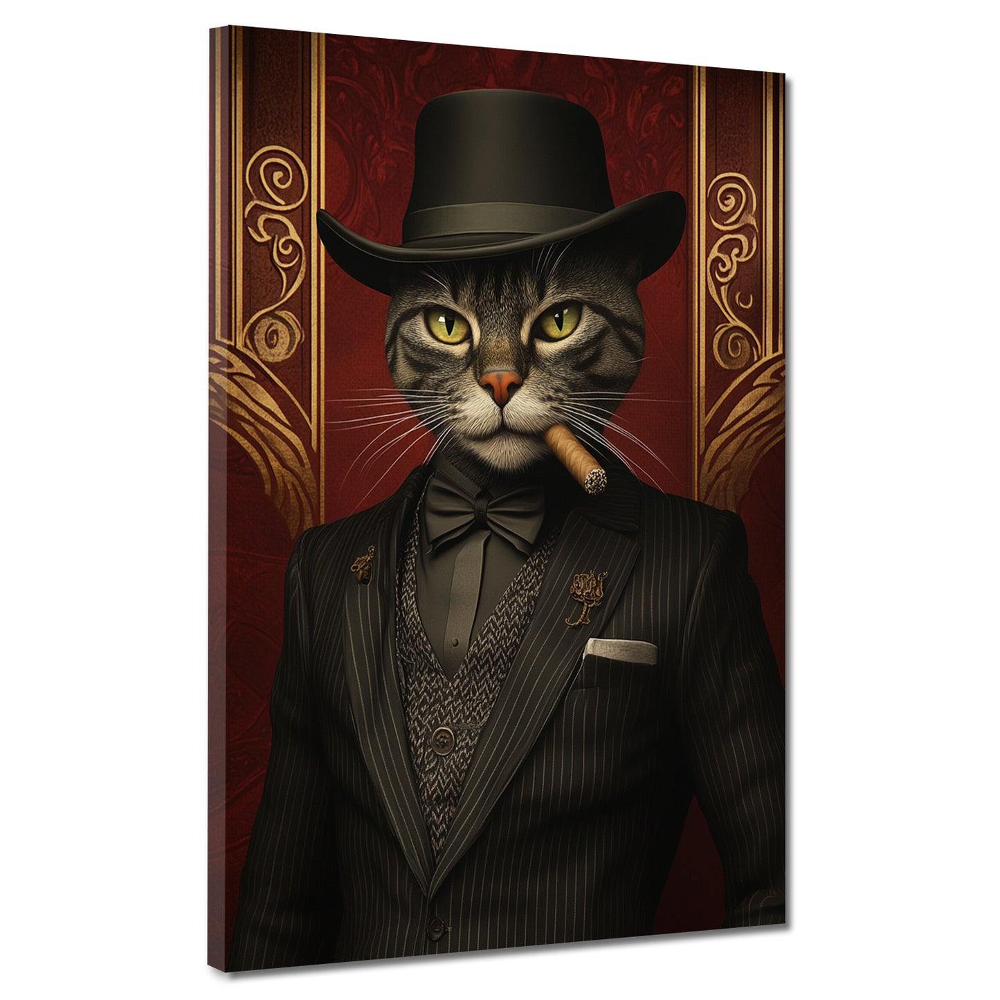 Wandbild Kater im Anzug mit Hut Eleganz Retro modern