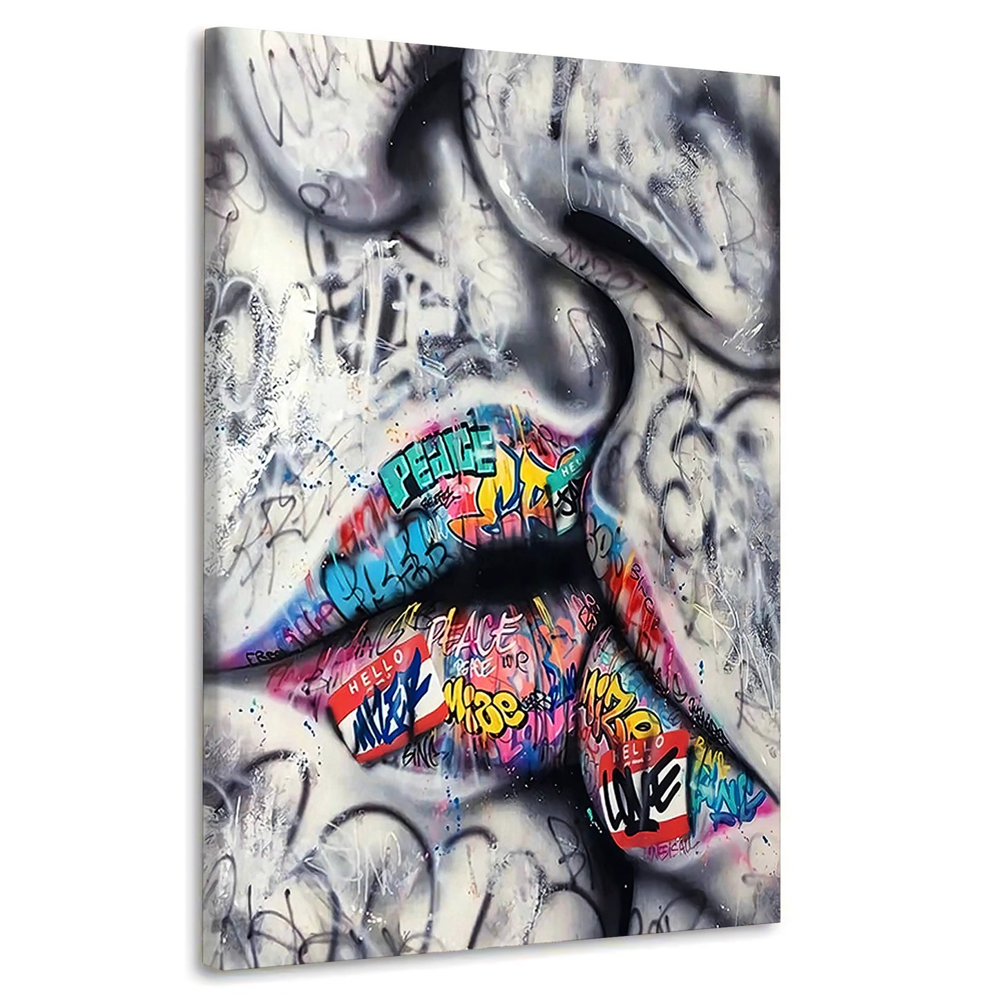 Lippen Wandbild Street Art Style