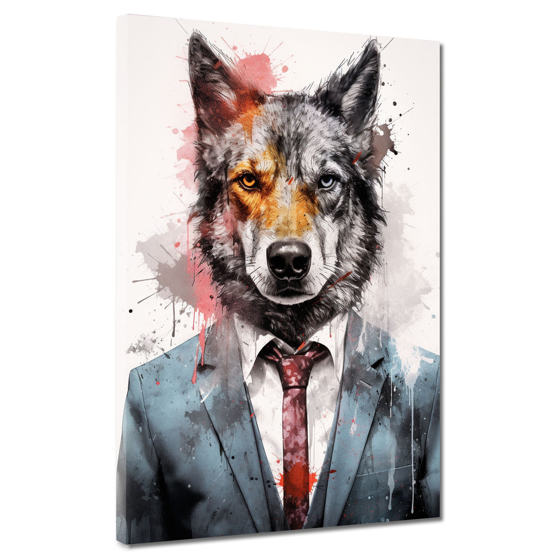 Wandbild wunderschön Wolfshund im Anzug, Pop Art