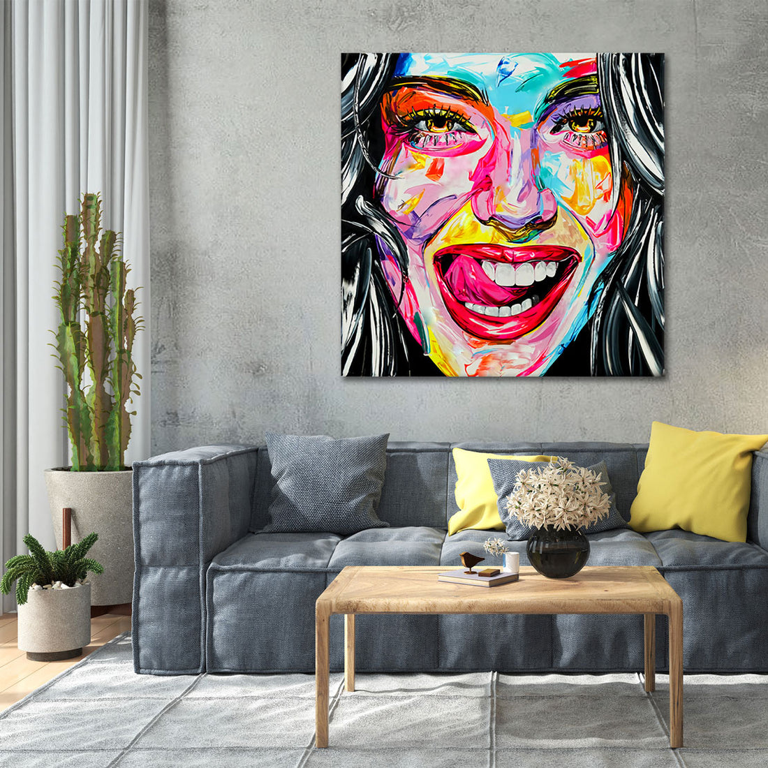 Wandbild Pop Art Frau Wonderful Smile