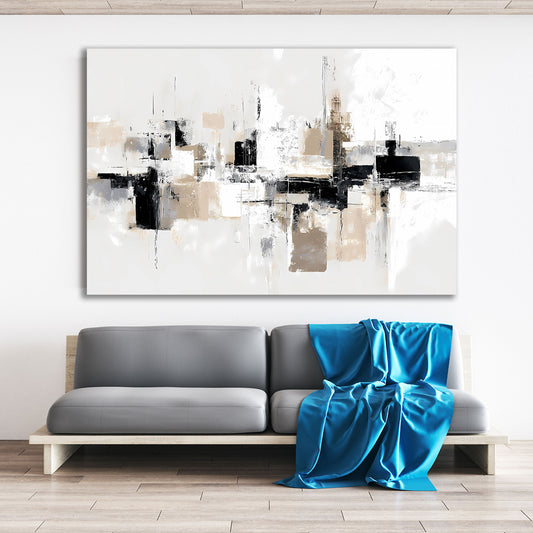 Abstrakt Formenkomposition Beige Schwarz Weiß Wandbild