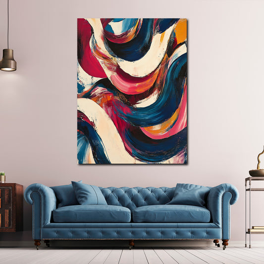 Abstrakt schwungvolle Linien bunte Farben Wandbild