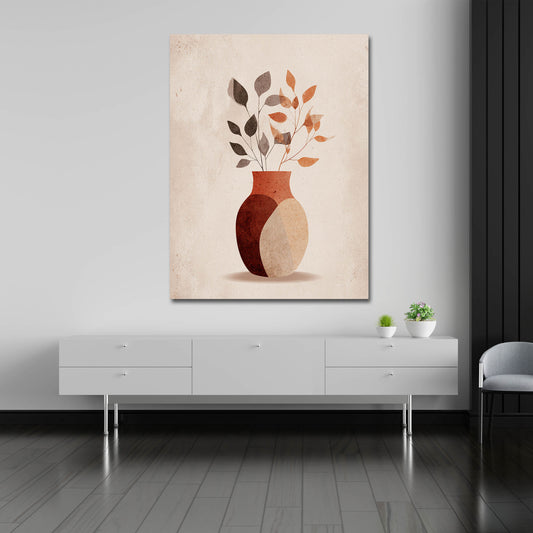 Minimalistisch Vase Trockenpflanzen Boho Wandbild