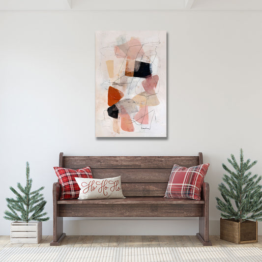 Abstrakte Farbflächen Rosa Orange Schwarz Wandbild