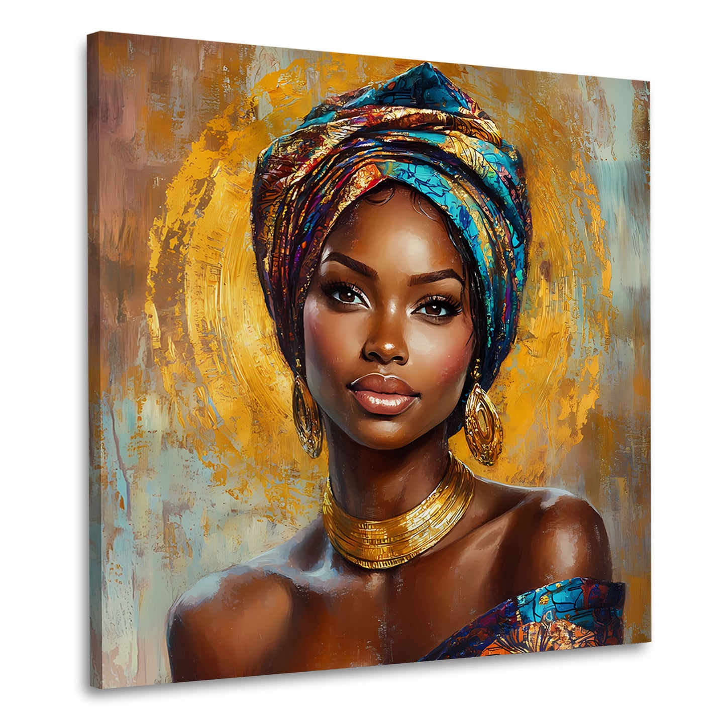 Afrikanische Schönheit edles Porträt mit goldener Aura Wandbild