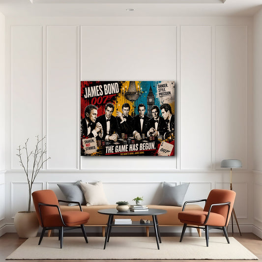 Agenten am Pokertisch im Pop Art Stil Wandbild