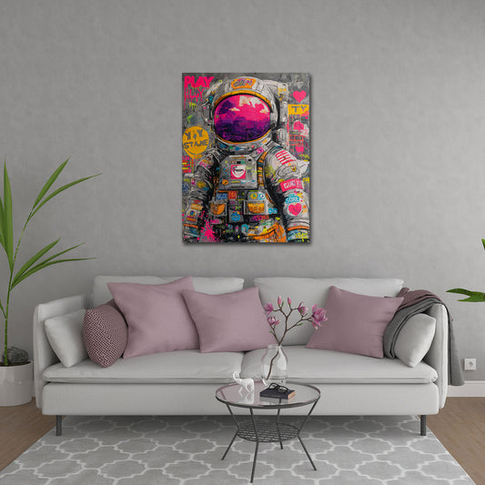 Astronaut Pop Art Weltraum Street Art Wandbild