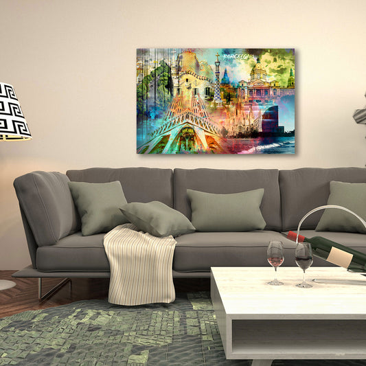 Barcelona Pop Art Architektur Wahrzeichen Wandbild