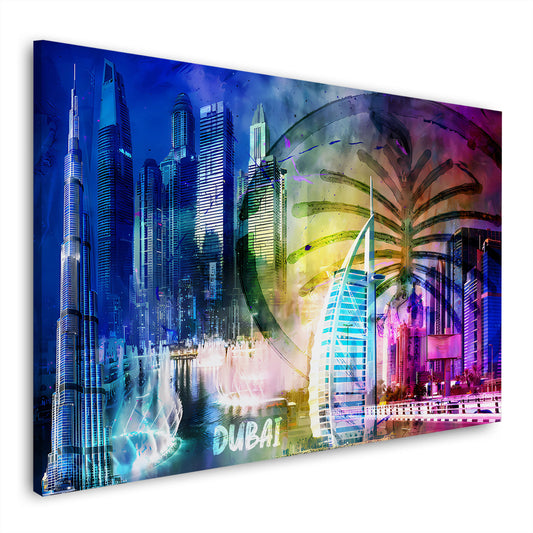 Dubai Pop Art Skyline Burj Khalifa Architektur Wandbild