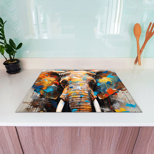 Elefant abstrakt Herdabdeckplatte Induktionsschutz für Ceranfeld & Küche Deko