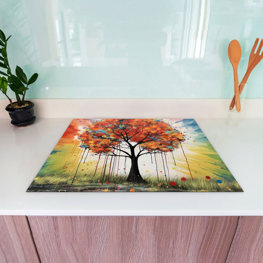 Farbefroher Baum Leuchten Herdabdeckplatte Induktionsschutz für Ceranfeld & Küche Deko