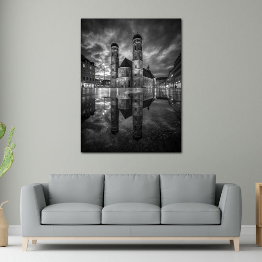 Frauenkirche München schwarz weiß Wandbild