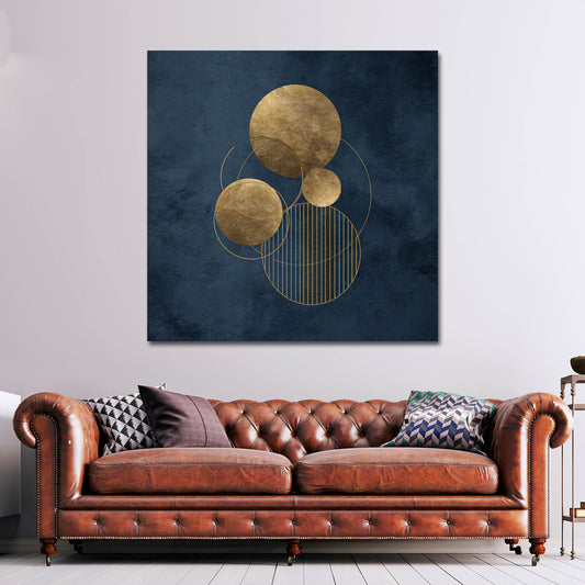 Minimalistisch geometrische Kunst gold blau Wandbild