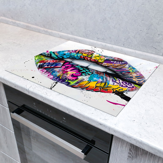 Moderne Lippen Vinyl Herdabdeckplatte Induktionsschutz für Ceranfeld & Küche Deko